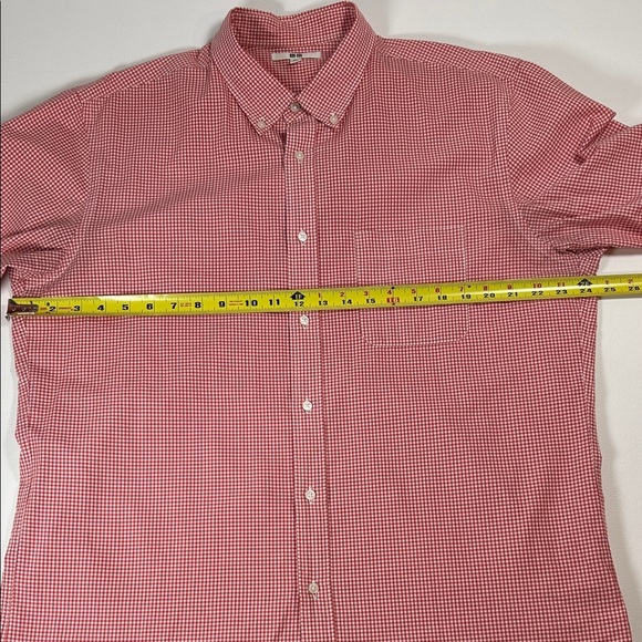 UNIGLO Button Down Red Shirt Men’s XL Plaid Gingham Checks Long Sleeve - Picture 8 of 12